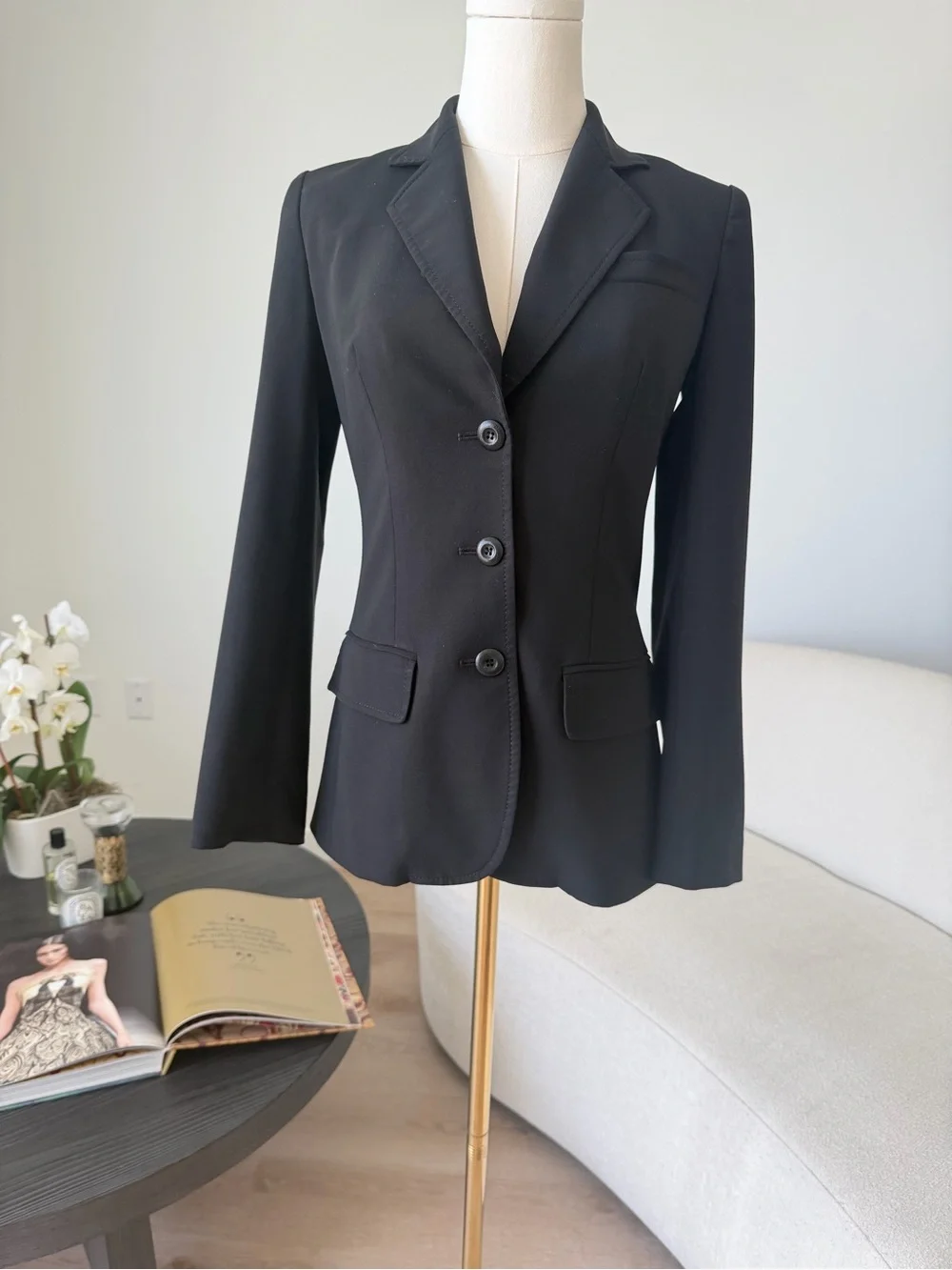 Christian Dior Black Tailored Blazer Jacket Wool Blend Made in Italy IT 38 US 2